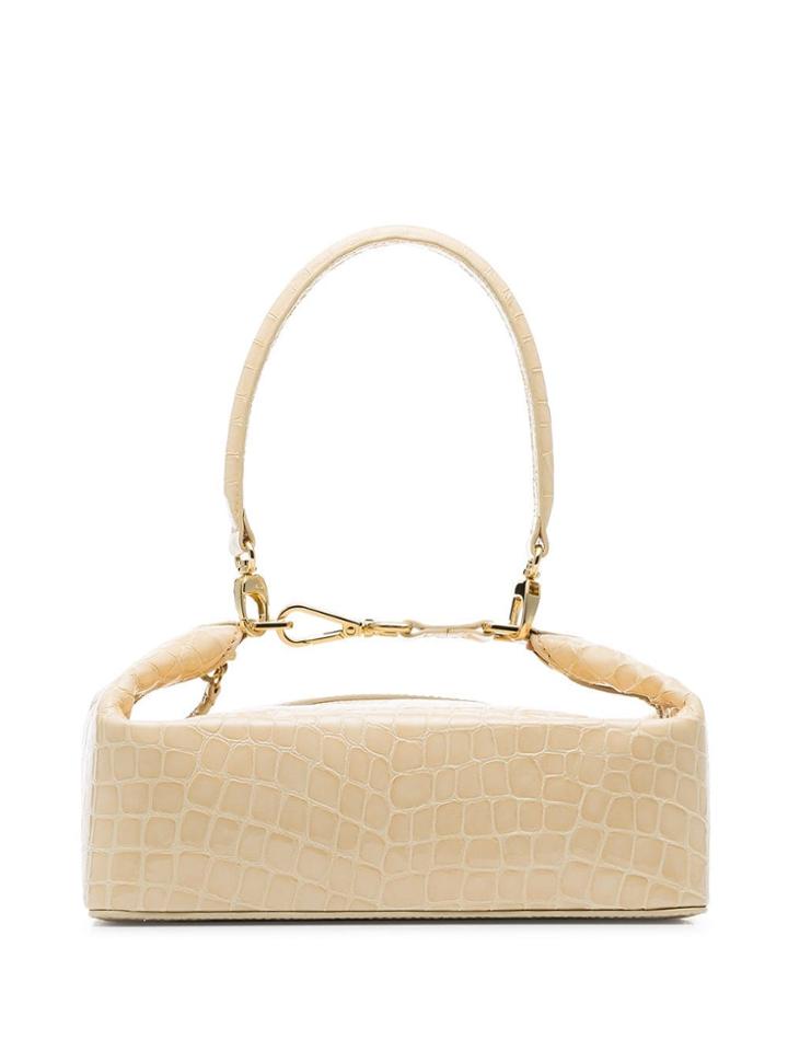Rejina Pyo Neutral Olivia Crocodile-embossed Leather Box Bag -