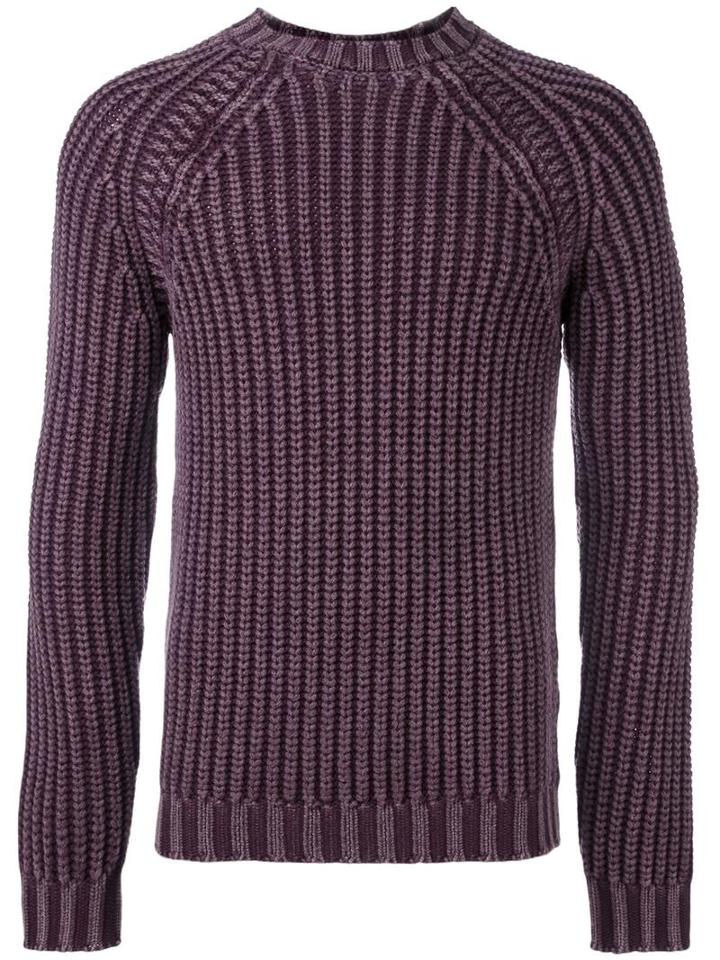 Tod's Ribbed Raglan Jumper, Men's, Size: Large, Pink/purple, Merino