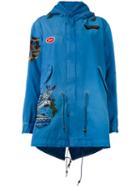 Mr & Mrs Italy - Embroidered Hooded Parka - Women - Cotton - Xxs, Blue, Cotton