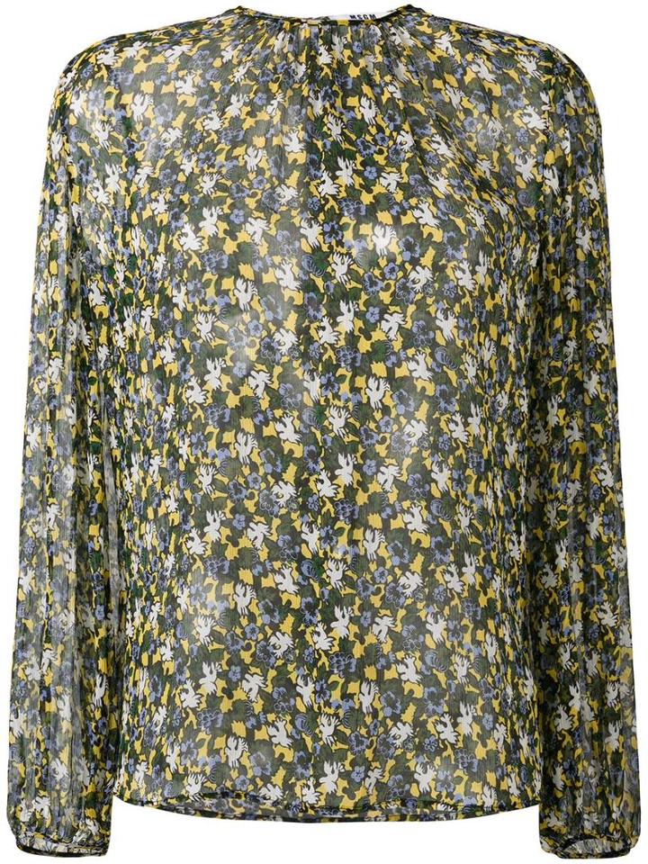 Msgm Dove & Flower Print Blouse, Women's, Size: 38, Silk