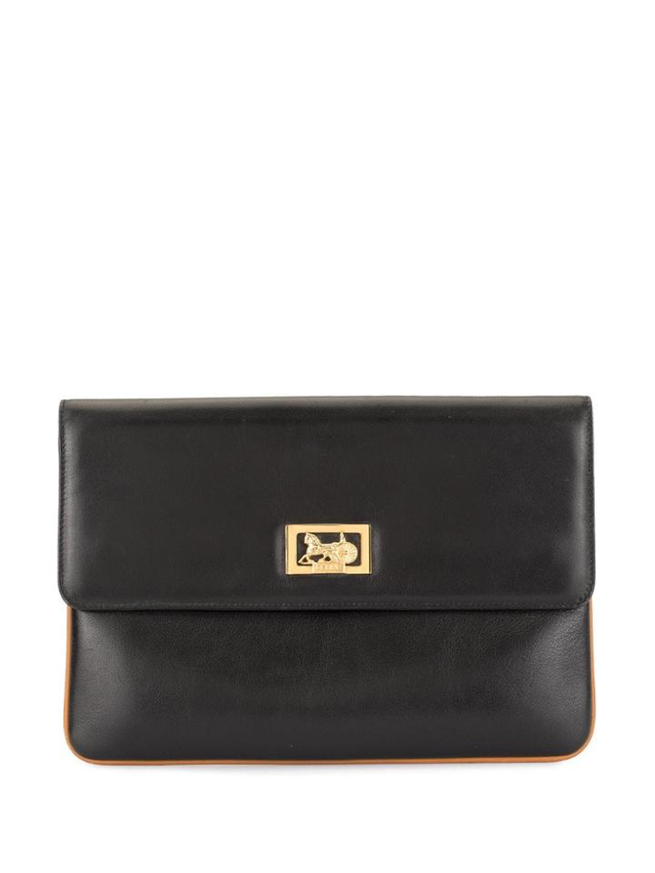 Céline Pre-owned Horse Carriage Motif Clutch - Black