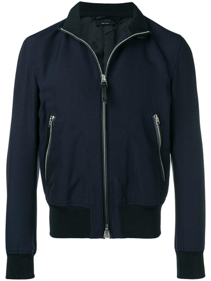 Tom Ford High Neck Bomber Jacket - Blue