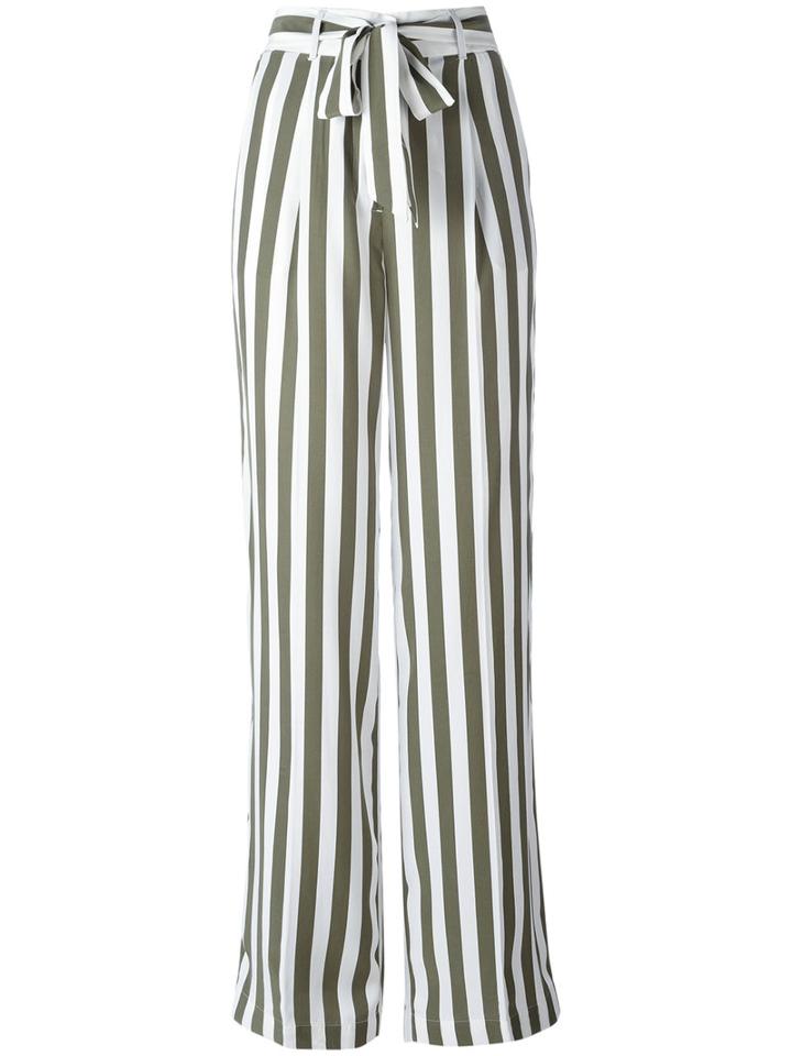 Equipment - Stripe High Waist Trousers - Women - Silk - Xs, Women's, Green, Silk