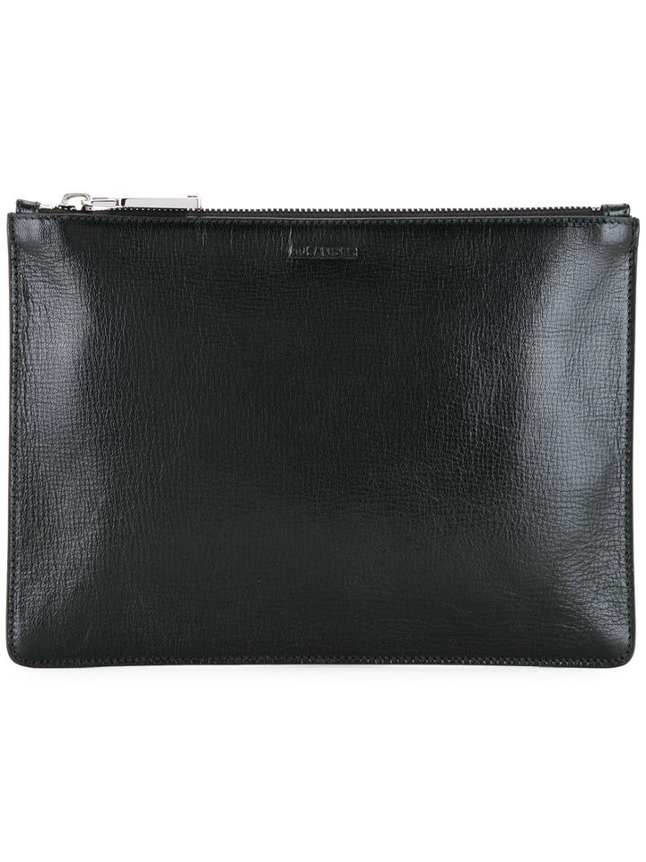 Jil Sander Logo Embossed Clutch, Women's, Black, Goat Skin