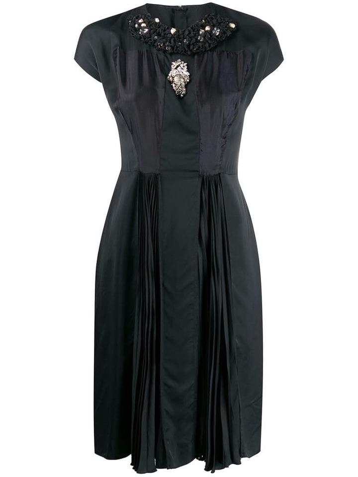 Prada Pre-owned 2000's Embellished Pleated Dress - Black