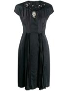 Prada Pre-owned 2000's Embellished Pleated Dress - Black