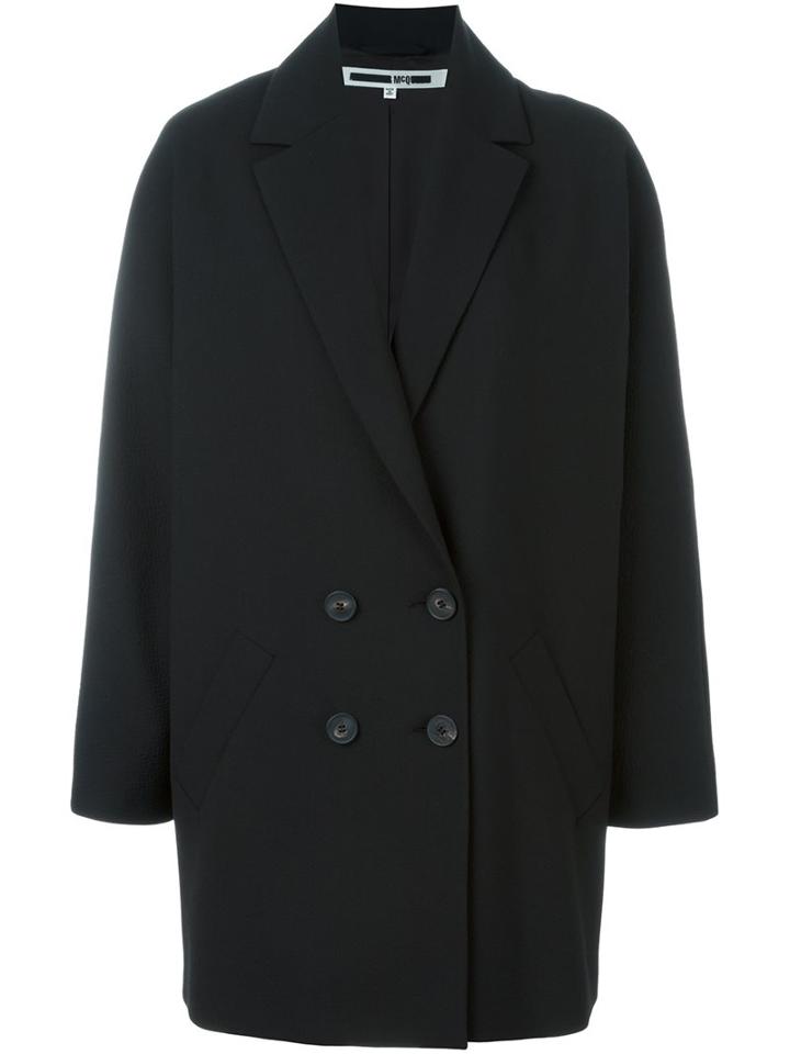Mcq Alexander Mcqueen 'kimono' Coat, Women's, Size: 38, Black, Polyester/spandex/elastane/viscose/wool