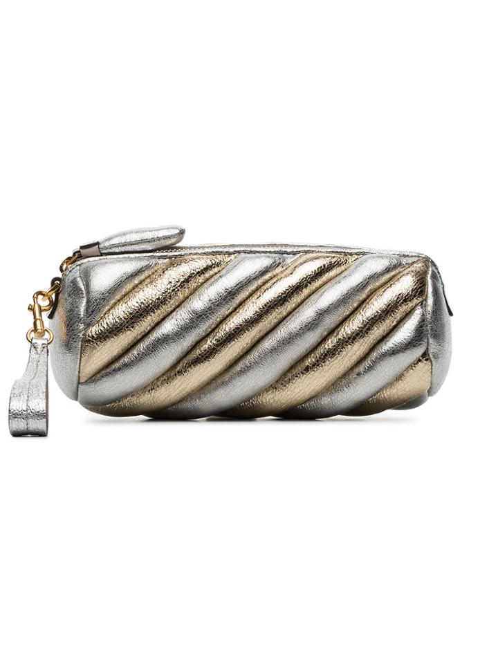 Anya Hindmarch Silver And Gold Metallic Marshmallow Leather Clutch