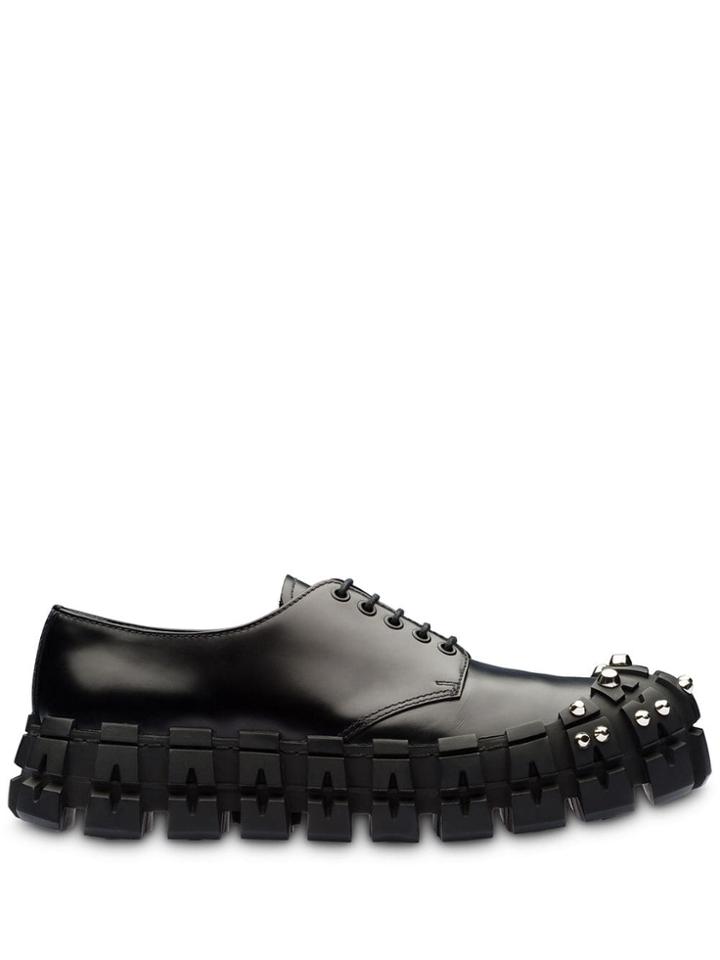 Prada Studded Lace-up Shoes - Black