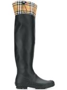 Burberry Vintage Check Knee-high Boots - Black
