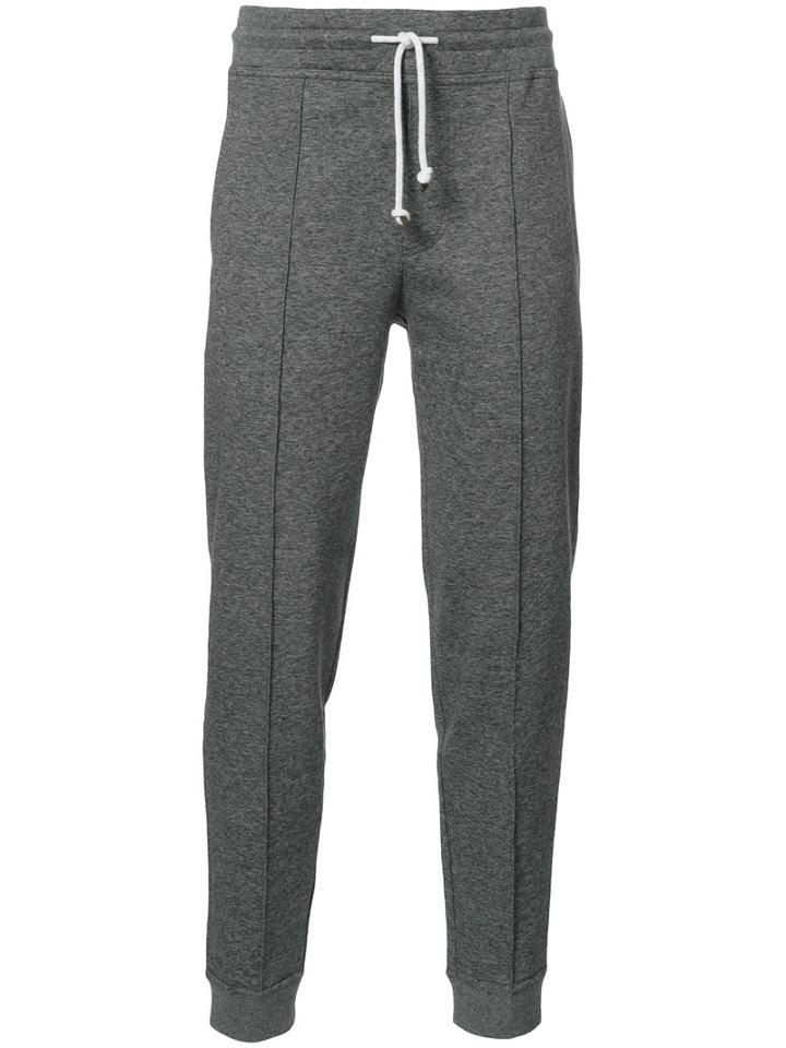 Brunello Cucinelli Drawstring Track Pants, Men's, Size: Large, Grey, Cotton