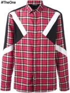 Neil Barrett Checked Patch Detail Shirt, Men's, Size: 39, Red, Cotton