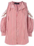 Rossella Jardini Cold-shoulder Striped Shirt, Women's, Size: 42, Red, Cotton