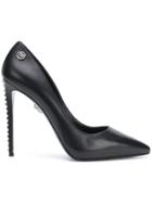Philipp Plein Silver Studded Stiletto Heels - Black