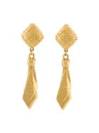 Chanel Vintage Tie Clip On Earrings - Metallic
