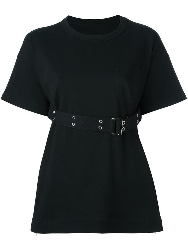 Sacai Belted T-shirt, Women's, Size: 2, Black, Cotton