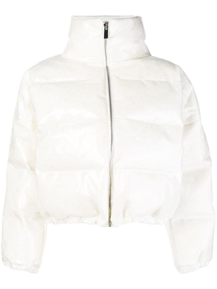 Wandering Metallic Puffer Jacket - White