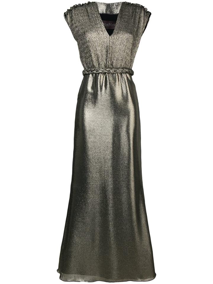 Max Mara Long Metallic Gown - Gold