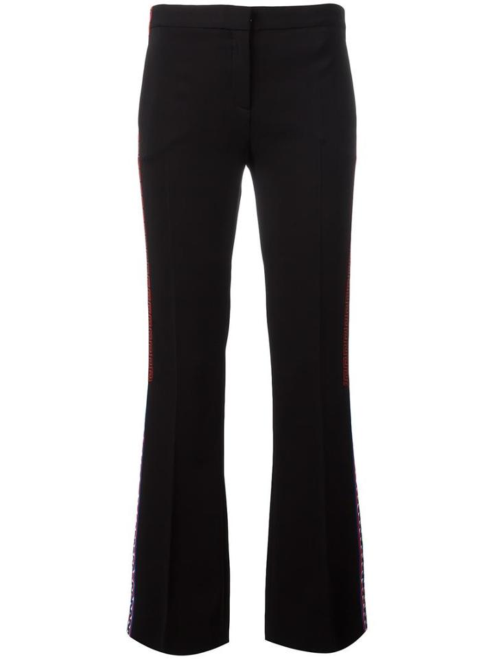 Versace Appliqué Stripe Flared Trousers, Women's, Size: 40, Black, Viscose/acetate/silk/spandex/elastane