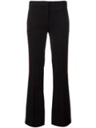 Versace Appliqué Stripe Flared Trousers, Women's, Size: 40, Black, Viscose/acetate/silk/spandex/elastane