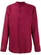 Z Zegna - Band Collar Shirt - Men - Linen/flax - M, Red, Linen/flax
