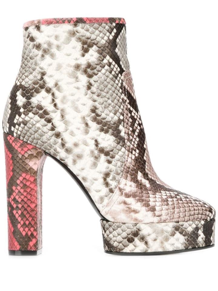 Casadei Zambe Snakeskin Heeled Boots - Grey