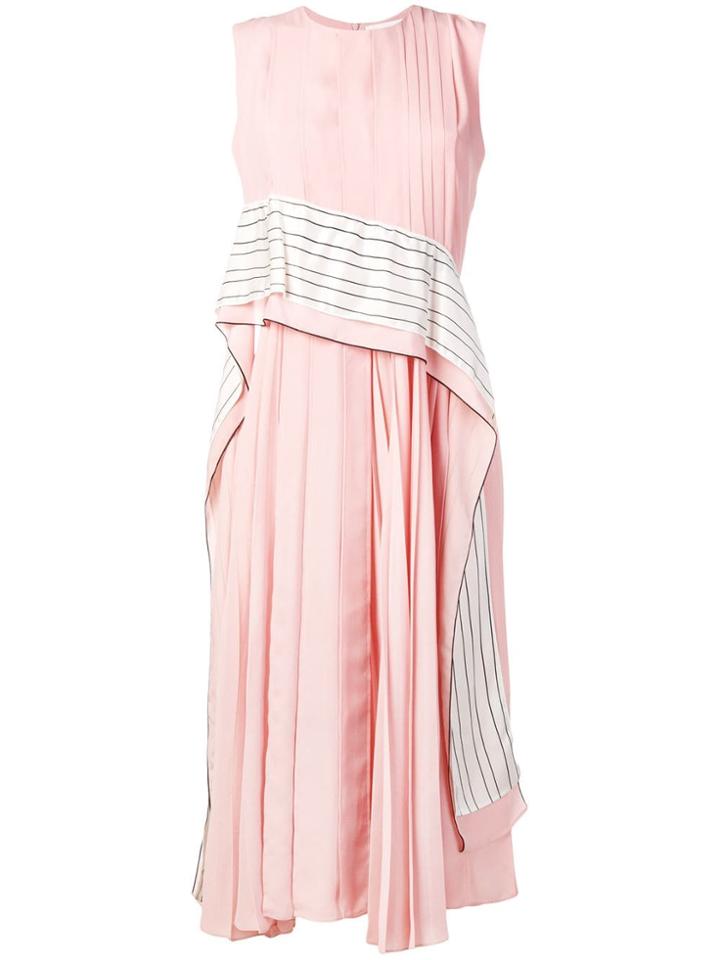 Sportmax Striped Panel Pleated Dress - Pink