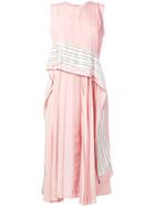 Sportmax Striped Panel Pleated Dress - Pink