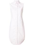 Thom Browne Button Down Sleeveless Shirt Dress With Grosgrain Placket