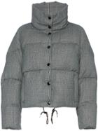 Moncler Salmon Lined And Check Design Wool Puffer Jacket - Black