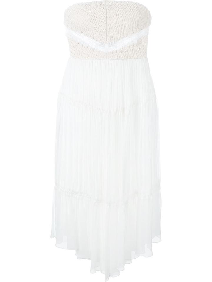 Jay Ahr Strapless Midi Dress, Women's, Size: 40, White, Silk/cotton/polyester