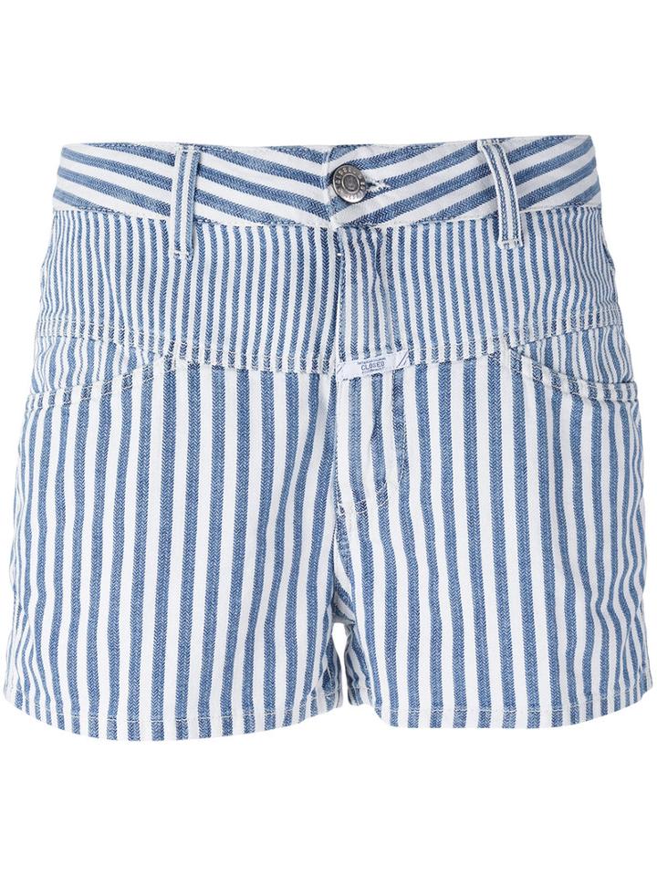 Closed - Striped Shorts - Women - Cotton/linen/flax - 24, Blue, Cotton/linen/flax
