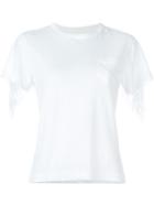 Sacai Fringed Back T-shirt, Women's, Size: 3, White, Linen/flax/polyester