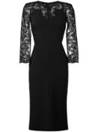 Ermanno Scervino Lace Sleeve Mid-length Dress, Women's, Size: 42, Black, Polyester/spandex/elastane
