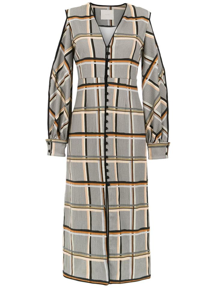 Framed Checklist Dress - Grey