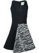 Fausto Puglisi Zebra Panel V-neck Dress, Women's, Size: 42, Black, Silk/acetate/viscose