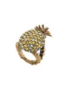 Gucci Crystal Studded Pineapple Ring In Metal - Gold