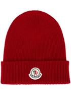 Moncler Ribbed Beanie Hat - Red