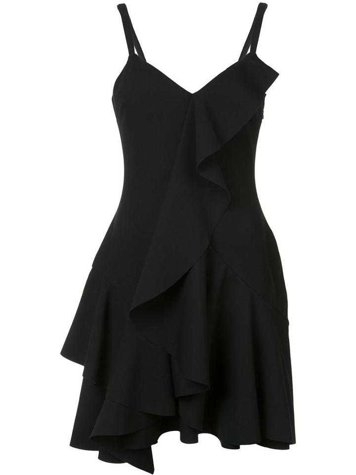 Cinq A Sept Ruffled Slip Dress, Women's, Size: 8, Black, Polyester/spandex/elastane/viscose