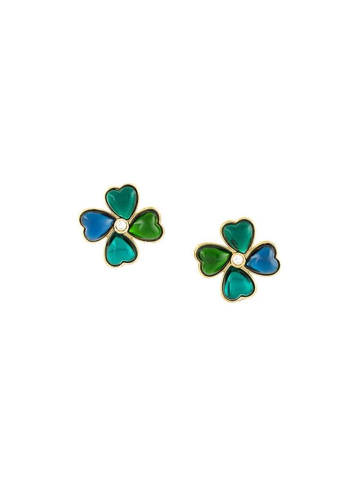 Yves Saint Laurent Vintage Rare Clover Lucky Earrings, Women's