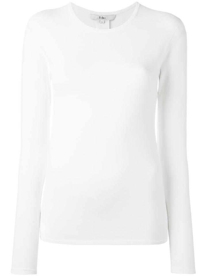 Tibi Round Neck Jumper, Women's, Size: Small, White, Polyamide