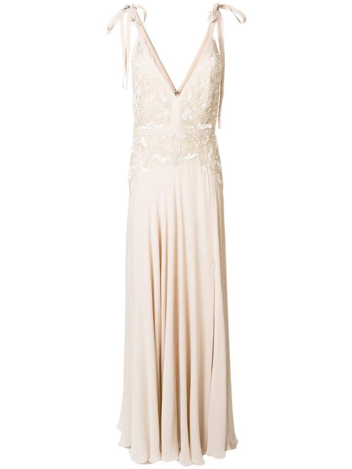 Elie Saab Flared Fitted Dress - Nude & Neutrals