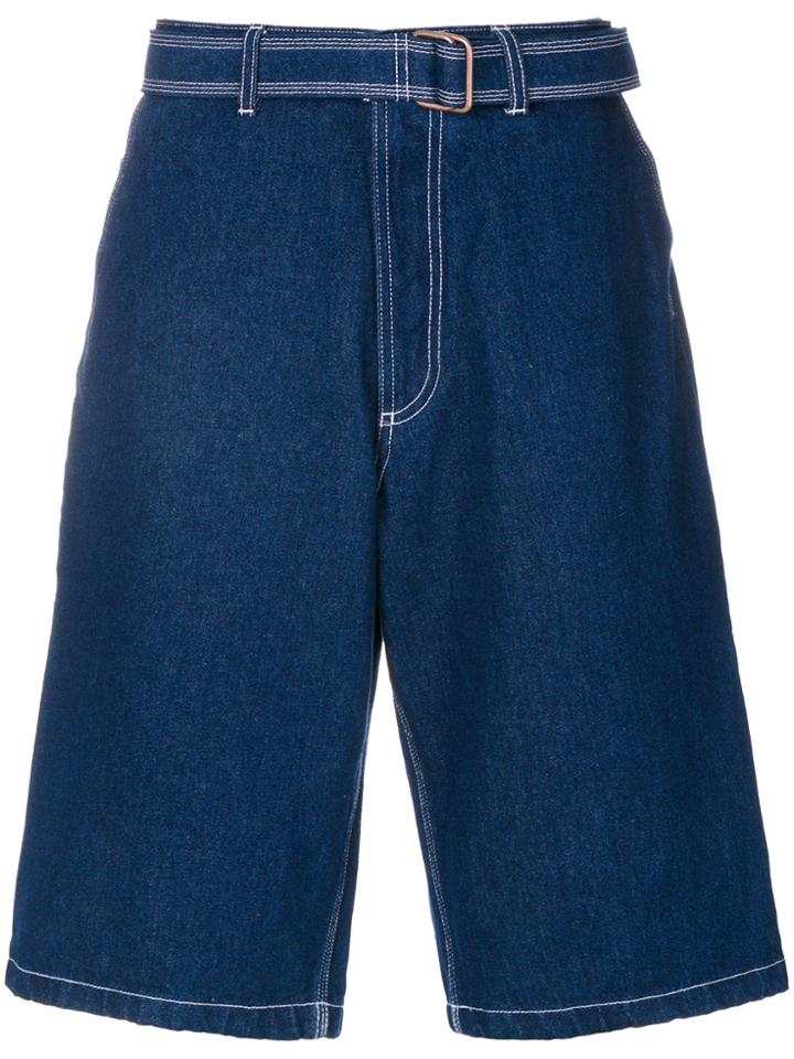 Ami Alexandre Mattiussi Belted Denim Shorts - Blue