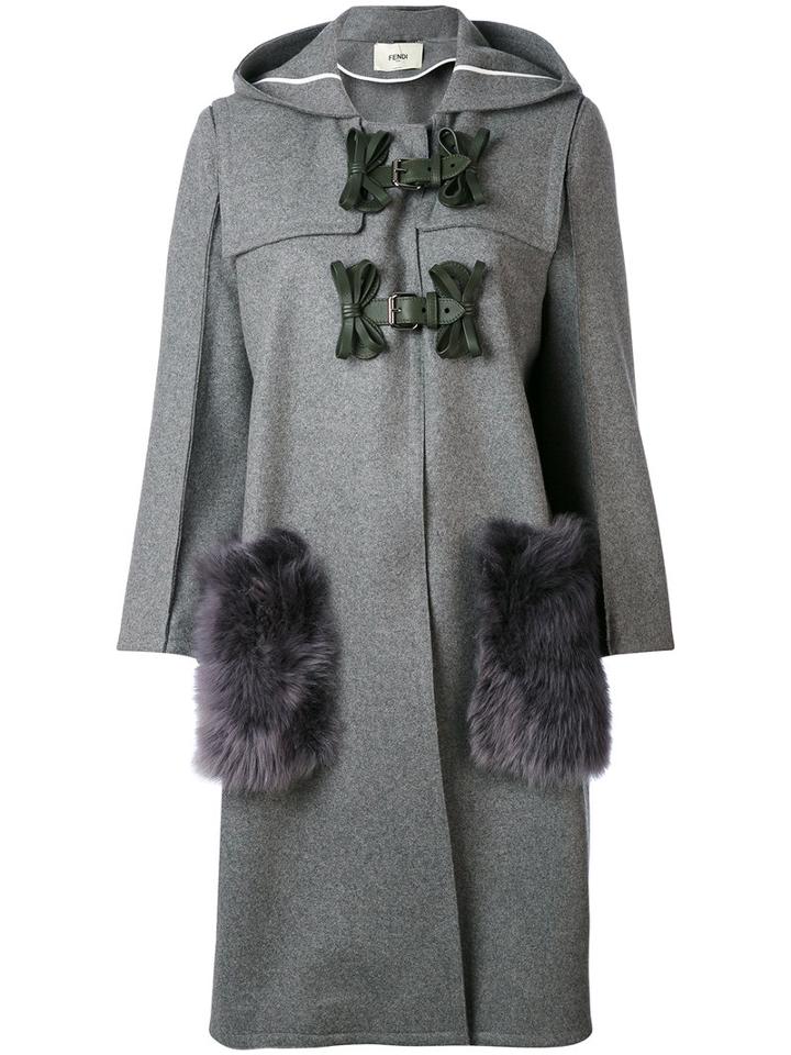 Fendi - Fur-trimmed Single Breasted Coat - Women - Lamb Skin/spandex/elastane/cashmere/virgin Wool - 40, Grey, Lamb Skin/spandex/elastane/cashmere/virgin Wool