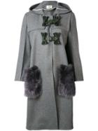 Fendi - Fur-trimmed Single Breasted Coat - Women - Lamb Skin/spandex/elastane/cashmere/virgin Wool - 40, Grey, Lamb Skin/spandex/elastane/cashmere/virgin Wool