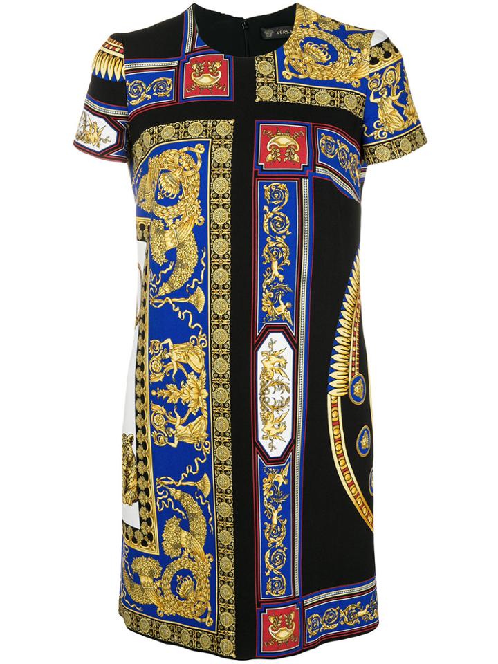 Versace Baroque Print Dress - Black