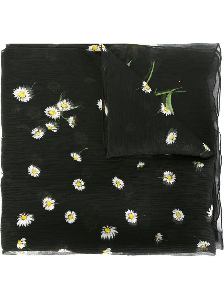 Dolce & Gabbana Daisy Print Scarf, Women's, Black, Silk