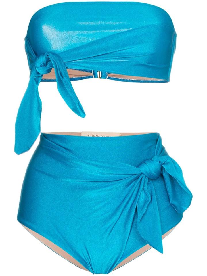 Adriana Degreas Vishy Bandeau Knot Detail Bikini - Blue