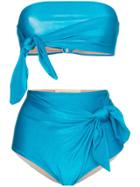 Adriana Degreas Vishy Bandeau Knot Detail Bikini - Blue