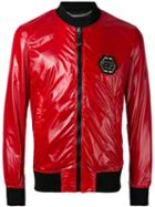 Philipp Plein - I Win Bomber Jacket - Men - Cotton/polyamide/polyester/spandex/elastane - Xl, Red, Cotton/polyamide/polyester/spandex/elastane